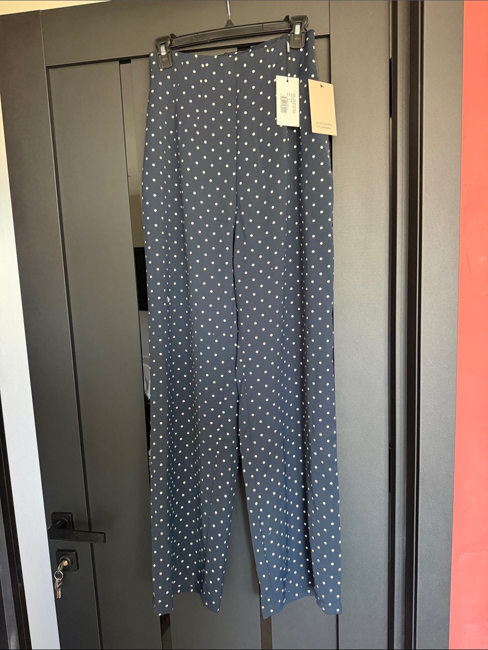 Polka Dot Wide-Leg Pants in Navy